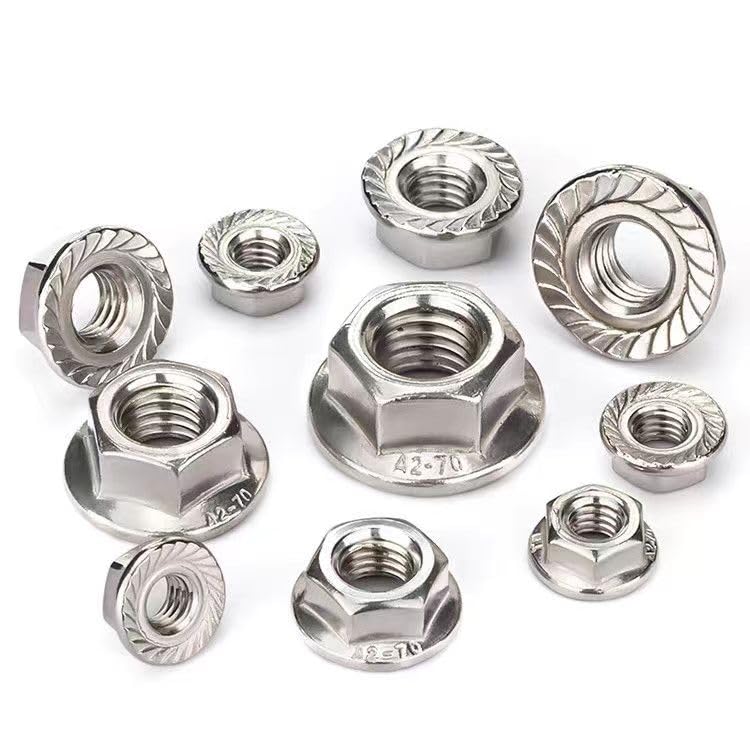 QBJFY M6-1 Serrated Flange Hex Nuts, M6 Hexagon Flange Nuts 304 Stainless Steel 18-8, Bright Finish, Full Thread,150Pcs - Image 4